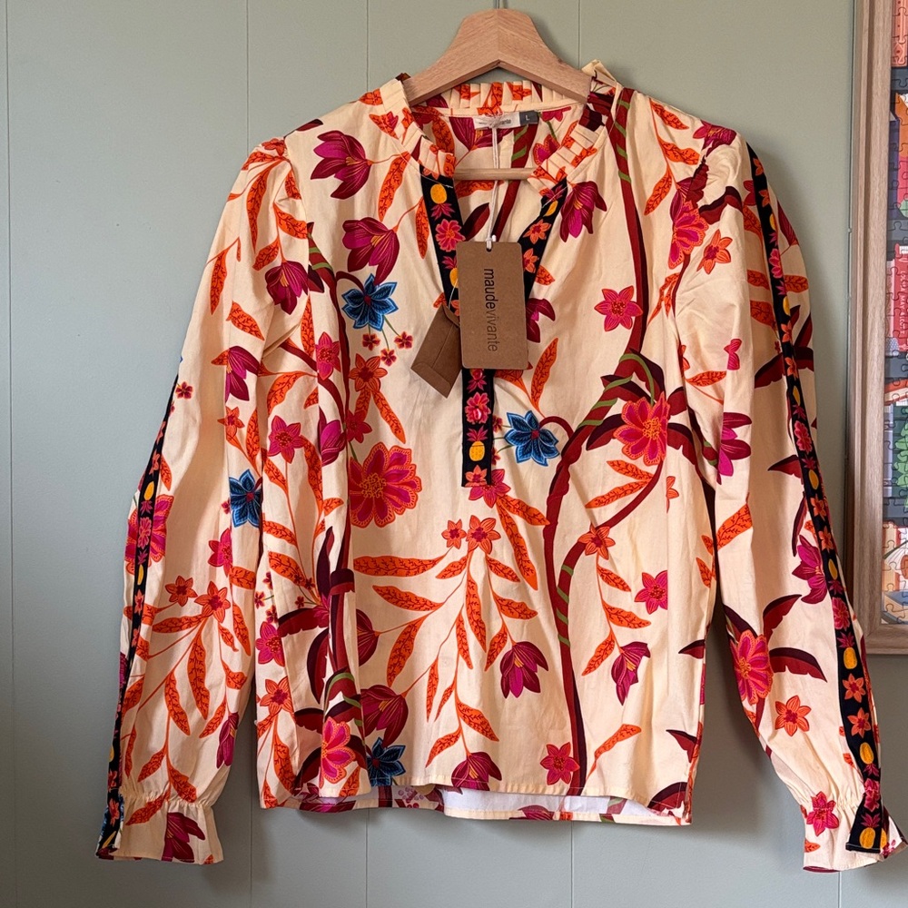 NWT Maude Vivante Botanical Vines Ashley Top - Picture 4 of 9